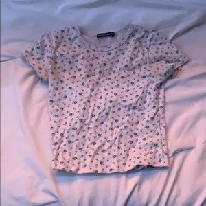 blue floral brandy crop top